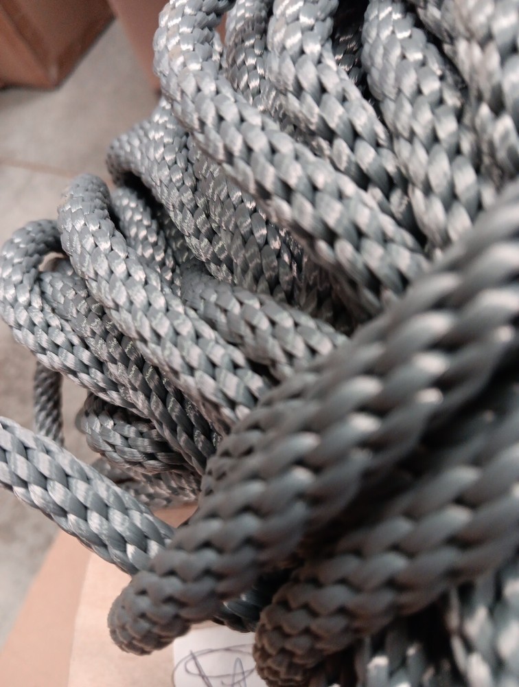 3/8” x 202ft. Solid Braid Polyester Rope. Made in USA. Light Gray