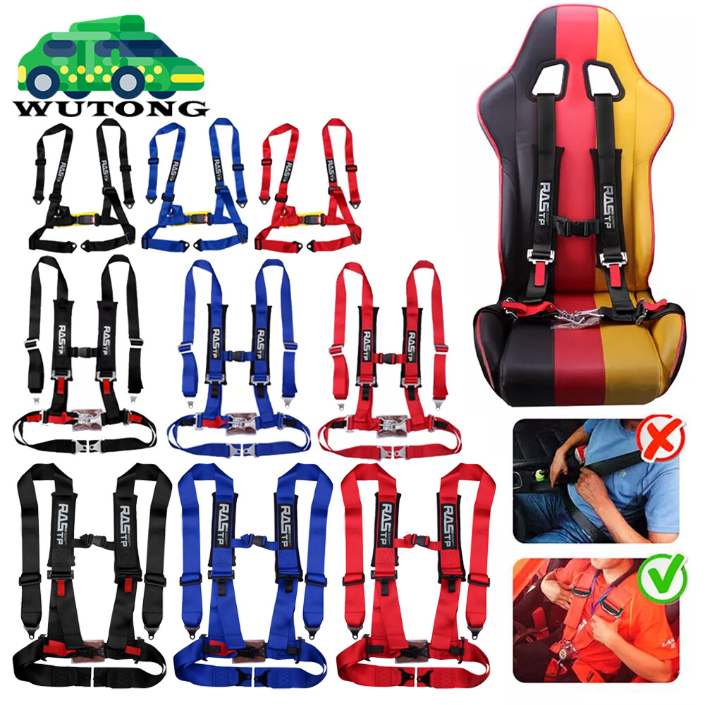 2PCS 4 Point 2"/3" Racing Harness Seat Belt w/ Button Release Universal ATV UTV