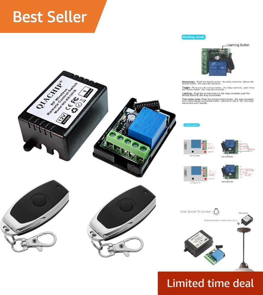 433MHz RF Wireless Light Switch Relay 12V Transmitter Receiver