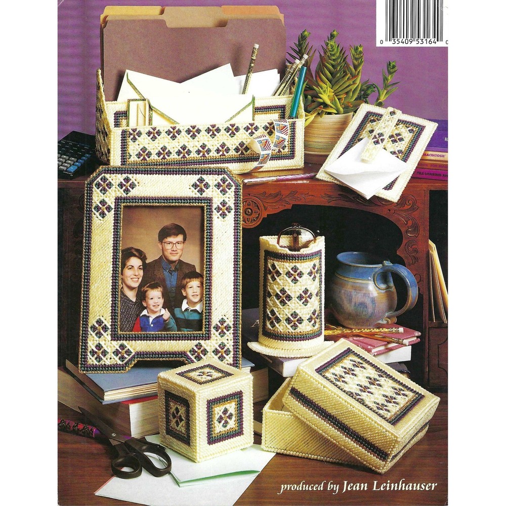 Desk Accessories Plastic Canvas Pattern Book American School #3164