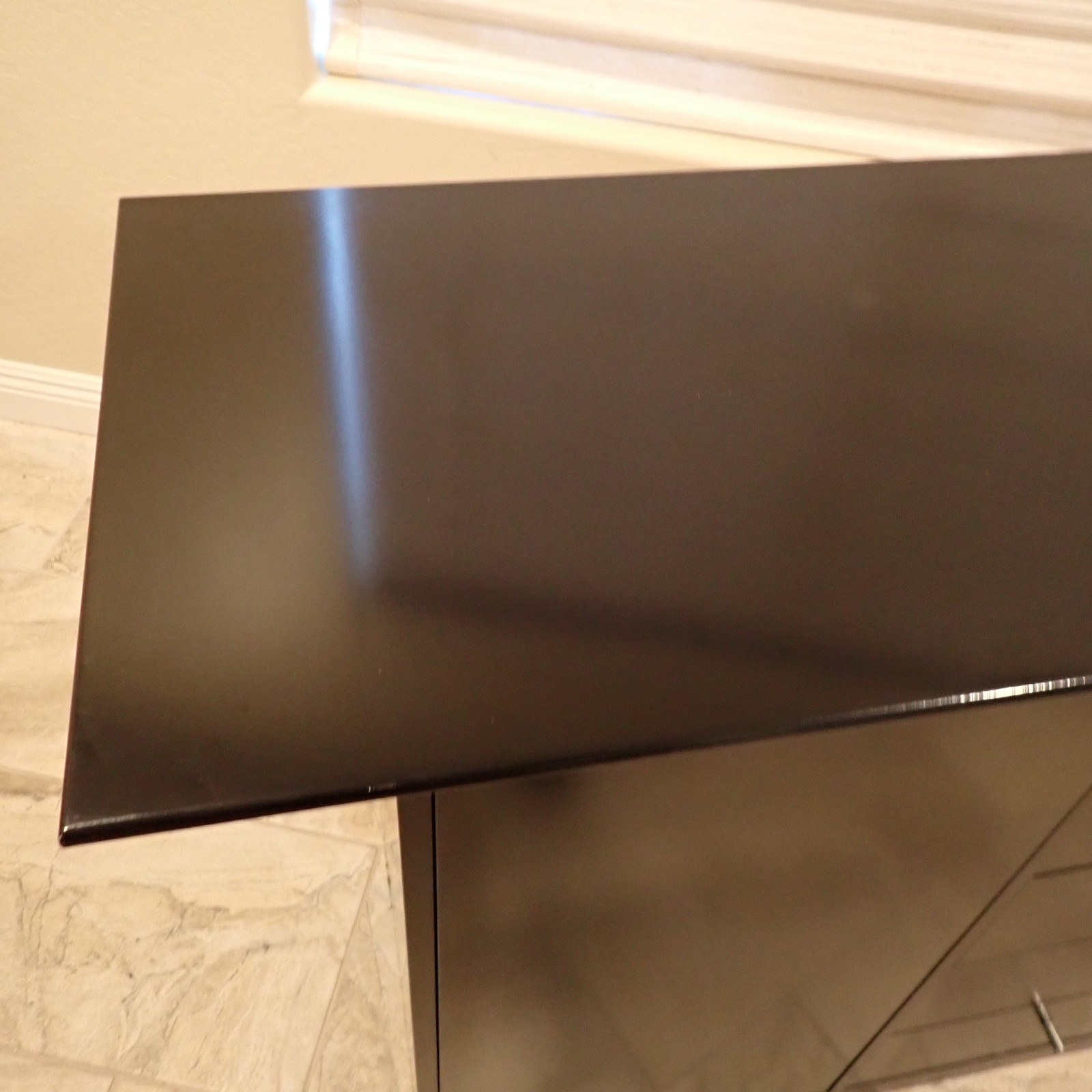 Modern Designer Black Lacquer Sideboard Credenza 58” 2 Door 6 Drawer Storage