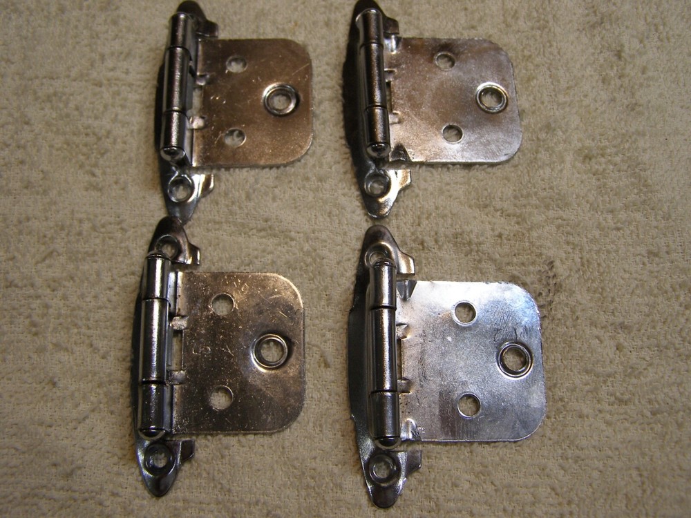 4 Face Mount / Flush Mount Self Closing Chrome Cabinet Hinges Spring Loaded