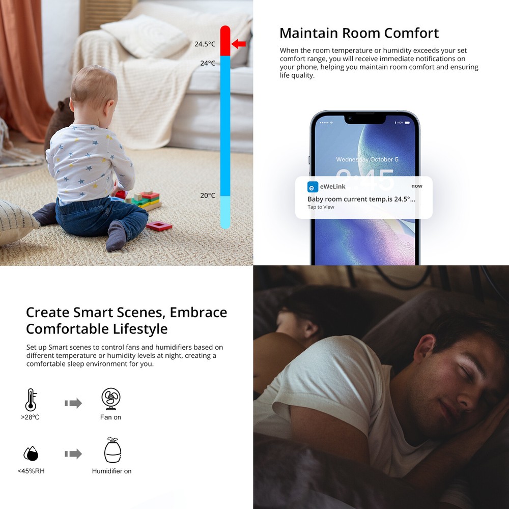 SONOFF SNZB-02P Smart Zigbee Temperature and Humidity Sensor Thermometer 2 Pack