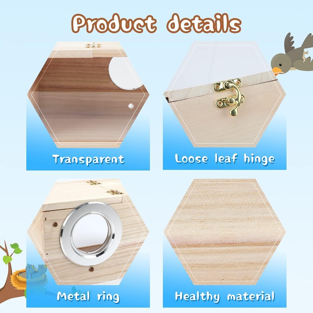 Parakeet Nesting Box Transparent Bird House for S, Horizontal Breeding