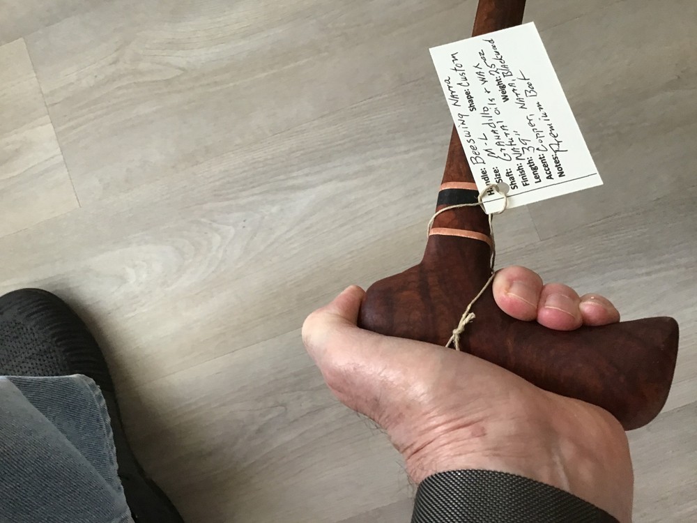 Beeswing Narra - Granadillo Artisan Walking Cane with Unique Comfy Custom Handle