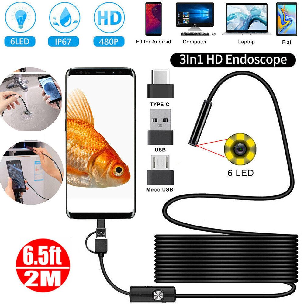Mini Endoscope Camera 7mm/2M USB Camera for Android / PC Inspection Borescope