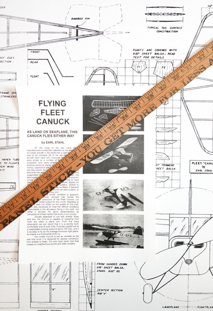 FLEET CANUCK PLANS + CONSTRUCTION ARTICLE for 27” FF Model Airplane