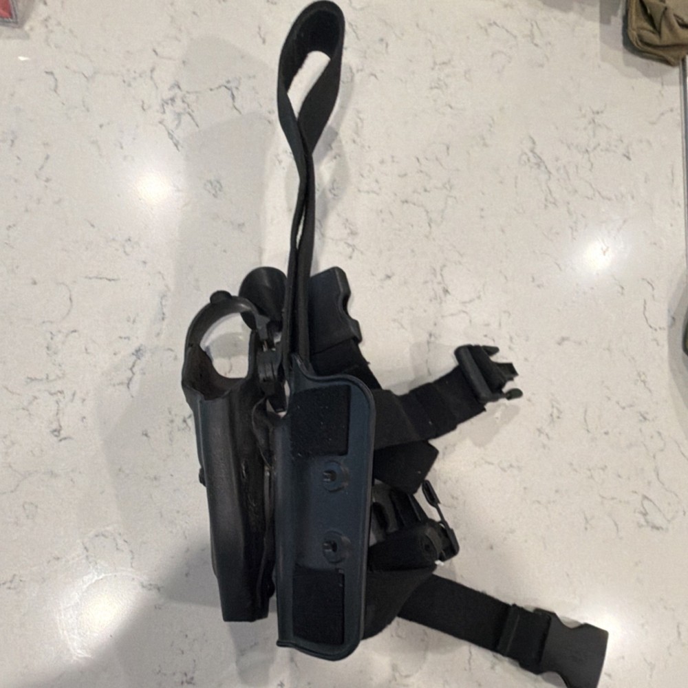 Black Tactical Drop Leg Holster with Adjustable Straps