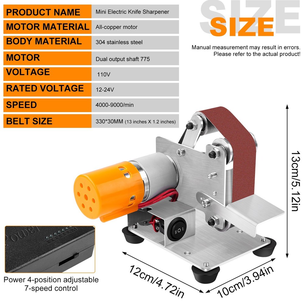 7 Speed Mini Belt Sander Adjustable Angle Polishing Grinding Machine