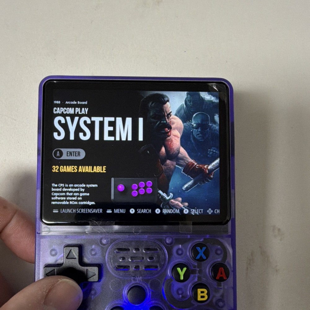 R36S Open Source Handheld Game Console Purple Transparent USB-C