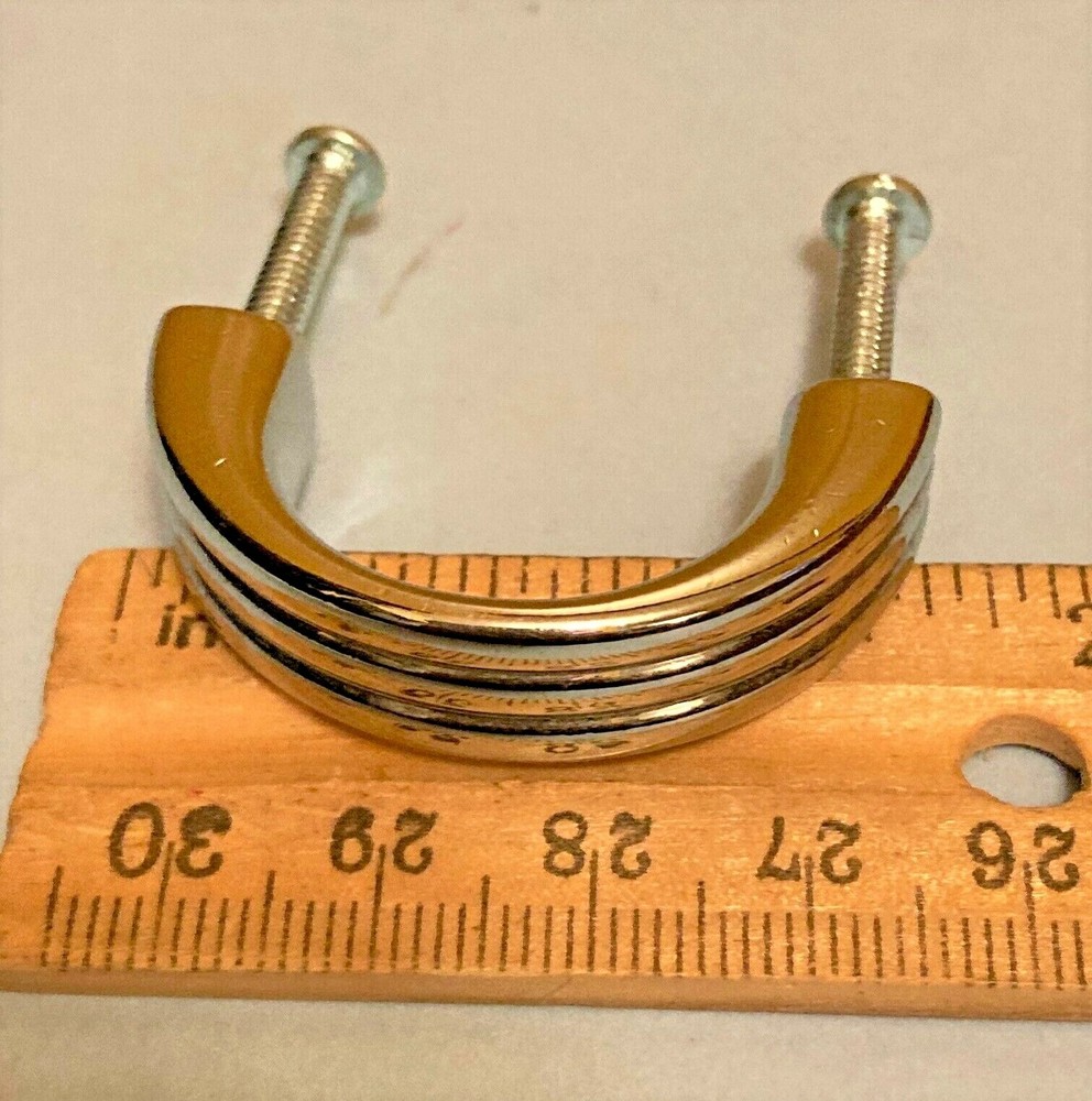 Polished Chrome  Slim Arch Cabinet Knobs Drawer Pull 1.5"W  x 1" h Steampunk