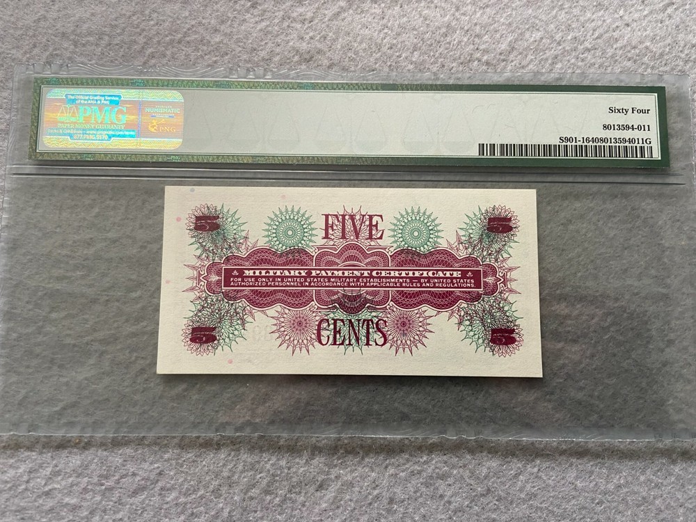 5 Cents Military Payment Certificate PMG Certified