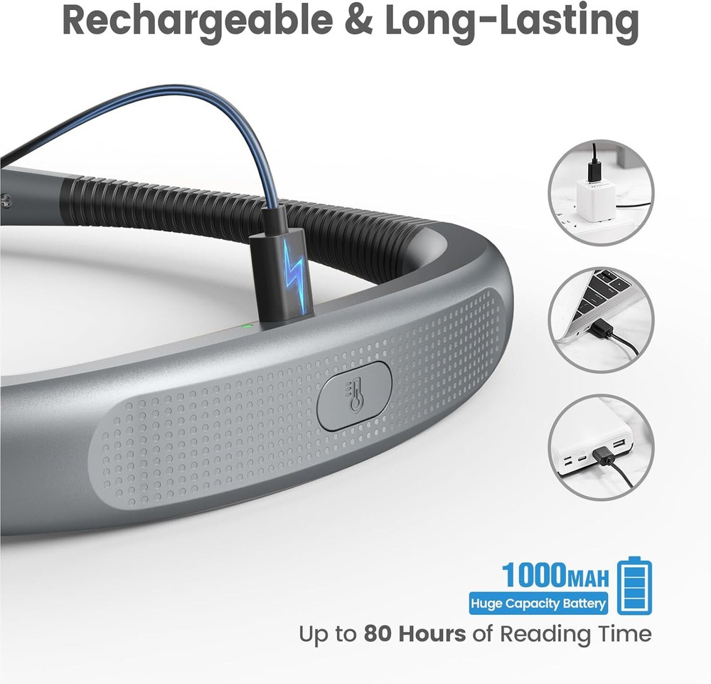 Glocusent Book Light, 3-Color & 6-Brightness Reading Light, Bendable Neck Light,