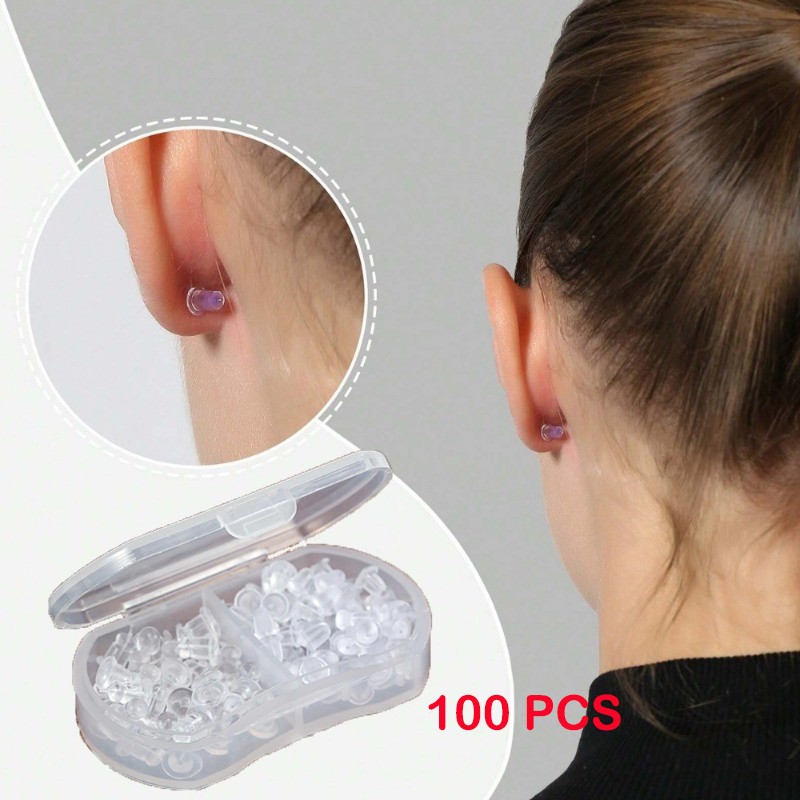 200PCS Soft Silicone Earring Backs - Lightweight Secure Fit, Ear Protection