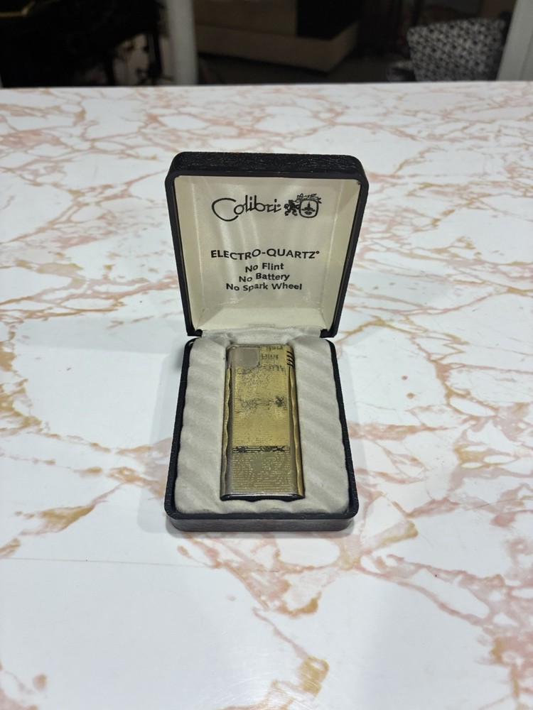 Vintage Colibri Electro-Quartz Lighter Engraved AAS Patterned