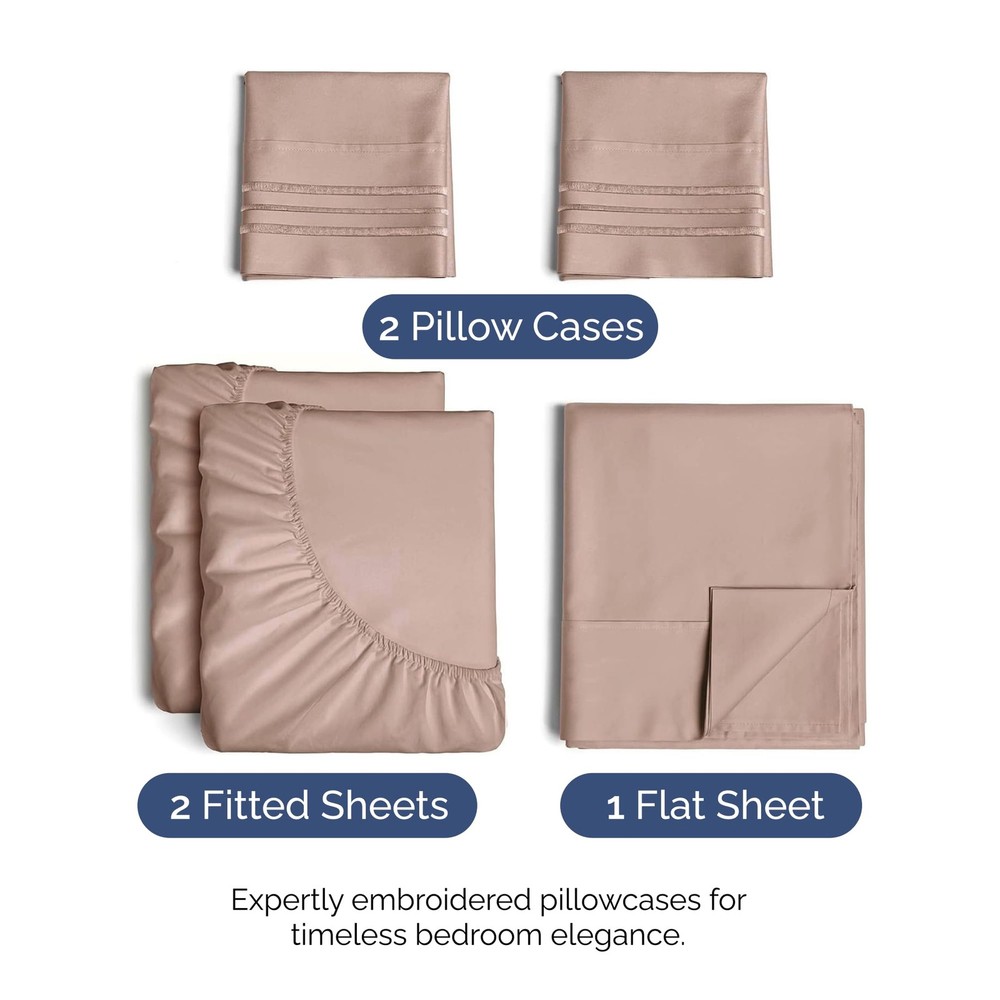 Split King Size 5 Piece Sheet Set Comfy Breathable & Cooling Bed Sheets Set