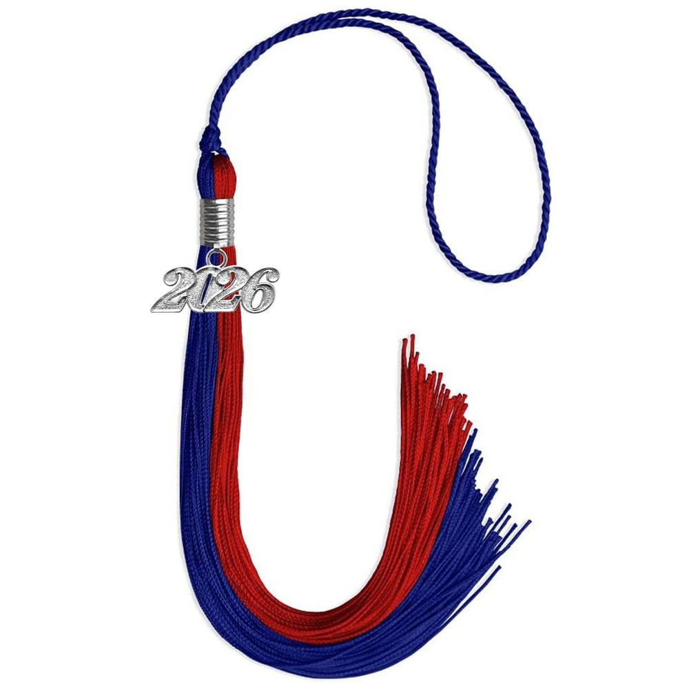 Endea Graduation Royal Blue/Red Tassel With Silver Date Drop