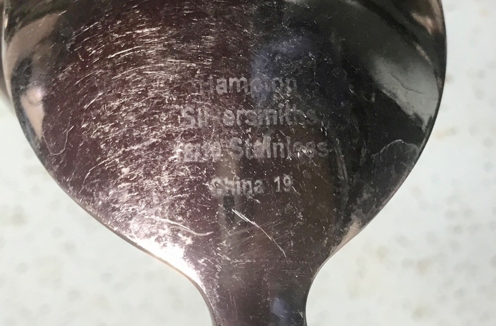 HAMPTON SILVERSMITHS BRADE BLACK TWISTED BAR HANDLE PATTERN SS TEASPOON GUC