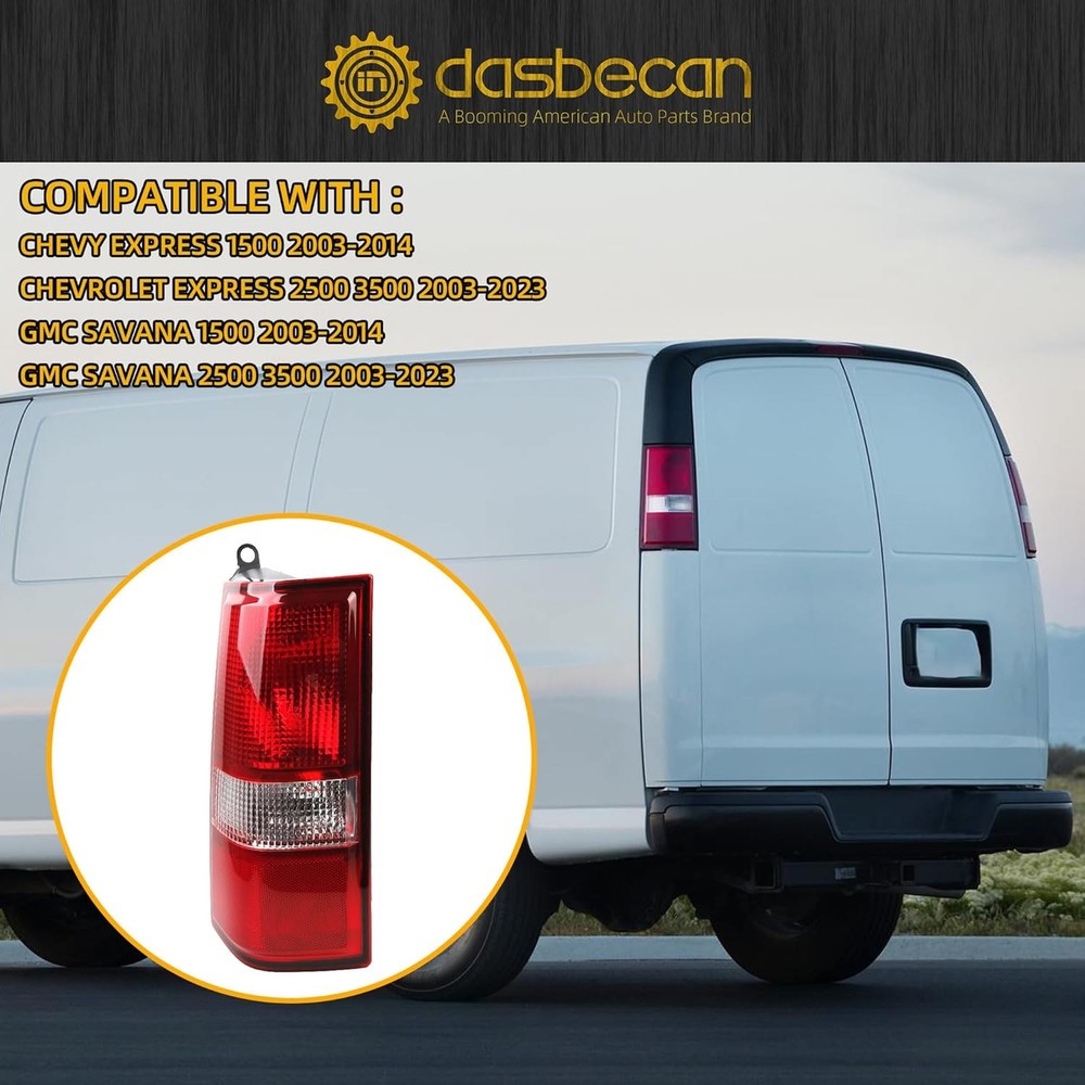 Tail Light Compatible With 2003-2023 Chevy Express GMC Savana Left Driver Side