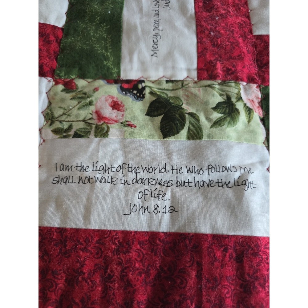 Handmade Machine Stitched Lap Patchwork Quilt Bible Scriptures 39x54