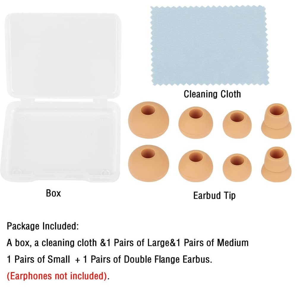 Replacement Silicone Ear Bud Tips Earbuds Cap Compatible with large, Gold