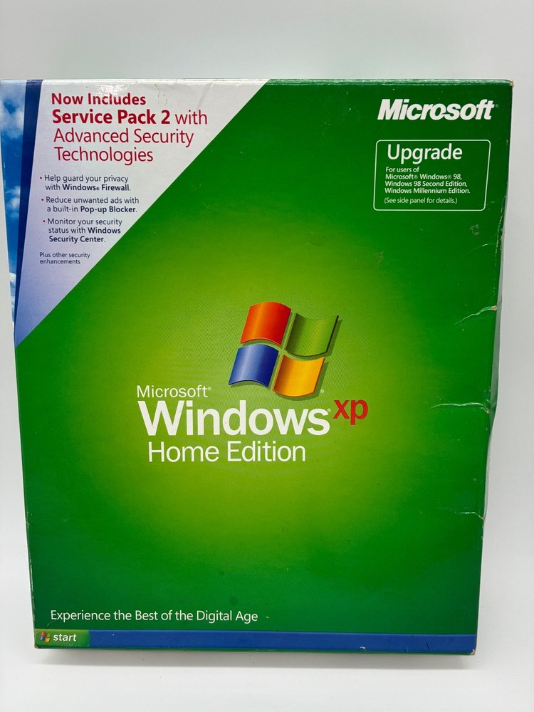 Microsoft Windows XP Home Edition Upgrade Boxed Retail Version 2002 SP2 Original