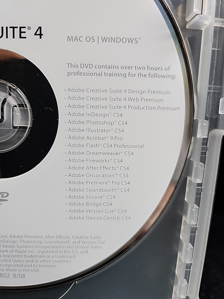 Adobe Creative CS4 Suite 4 Master Collection Mac OS 6 Discs Serial Number