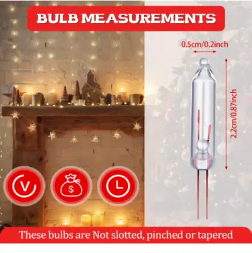 2.5 Volt Mini Christmas Tree Light Bulbs Clear Glass Replacement Light Bulbs 100