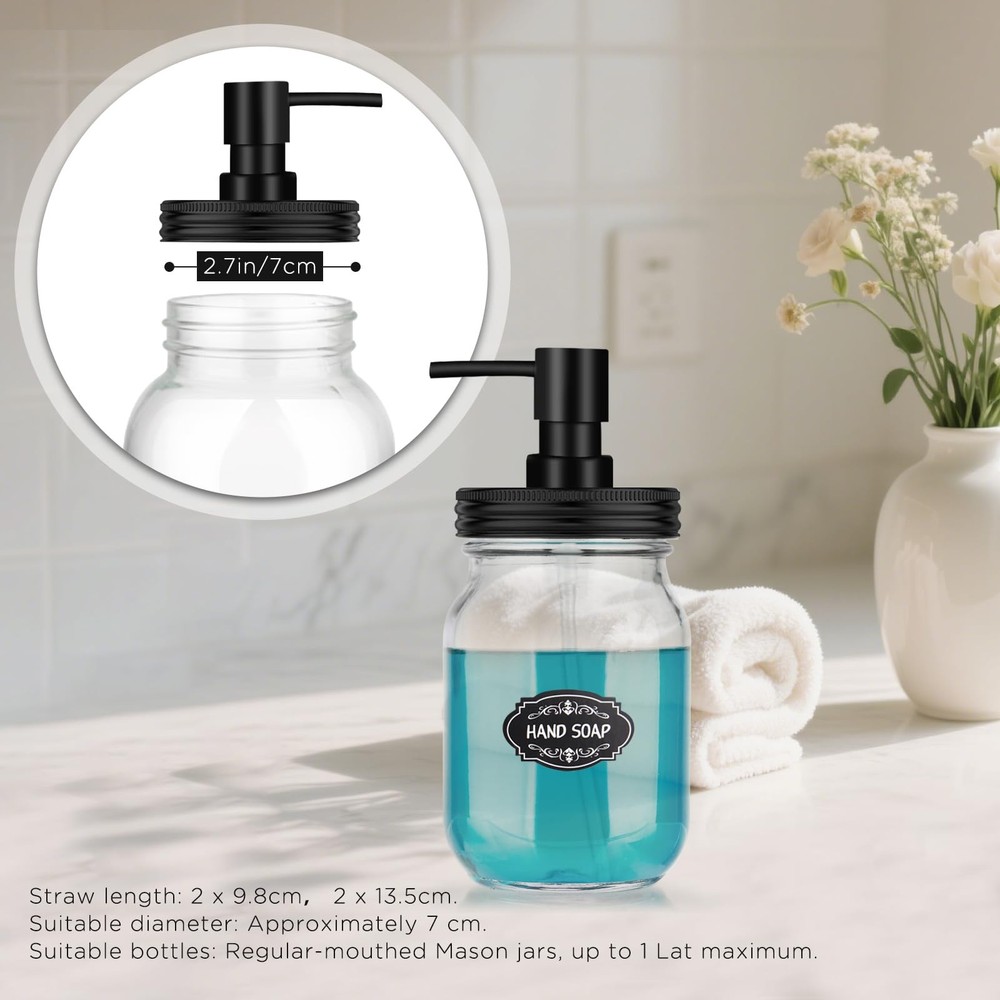 Mason Jar Soap Dispenser Set, Rustproof Plastic Lotion Pump and Lids Accessor...