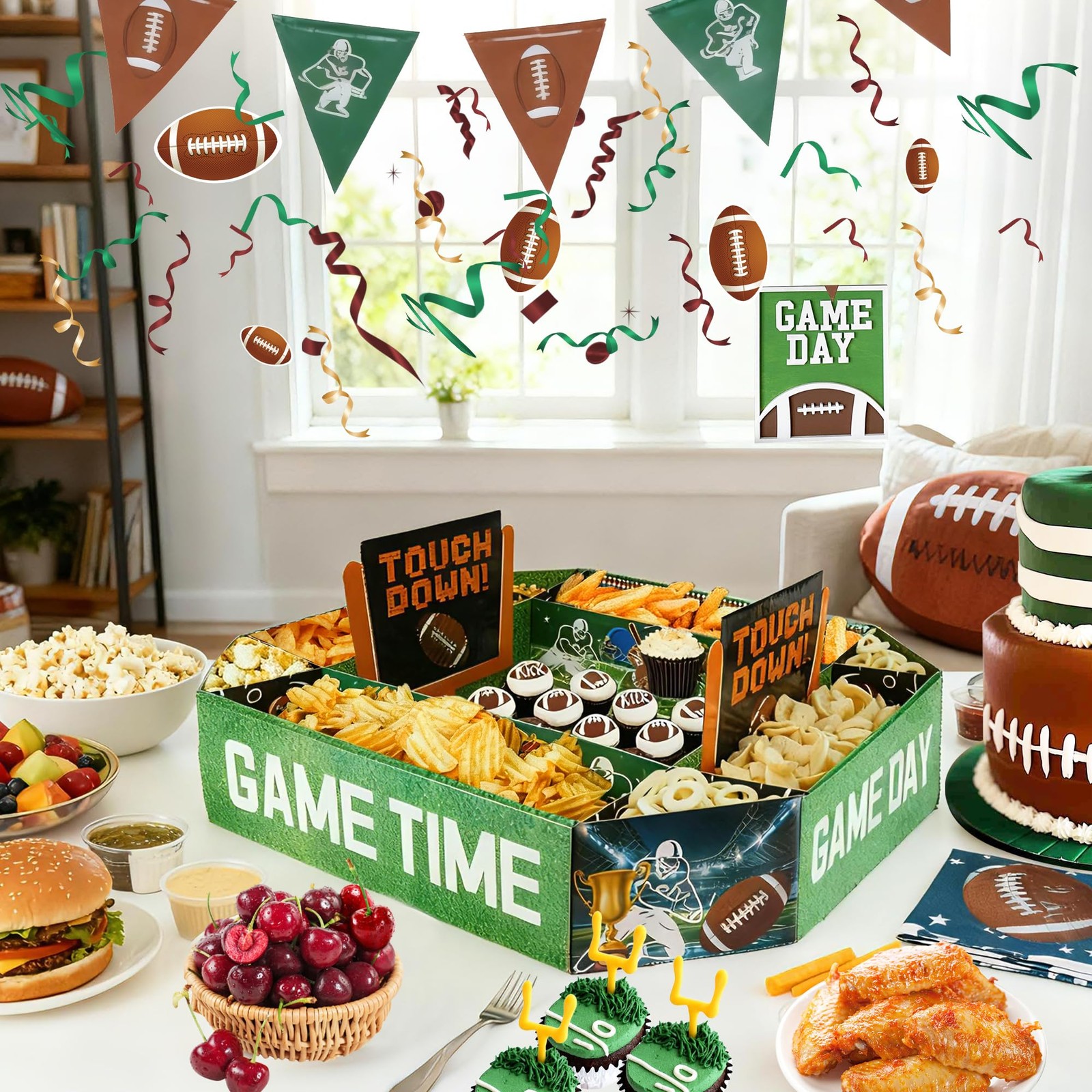 Joypitchever Football Party Decorations, Large Snack Food 7" x 1" x 1", Green