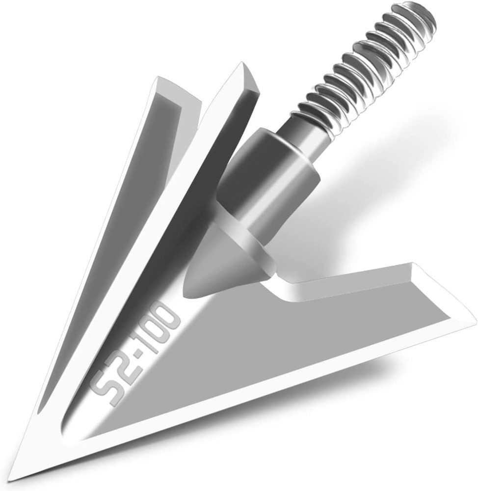 Bgary Archery Broadheads 100 Grain 6 Pack Solid 3 Blades Fixed S2-Silver 6Pcs