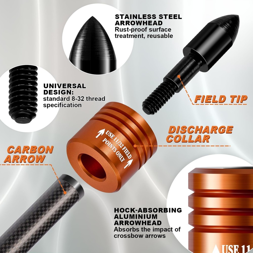 2PCS Crossbow Bolt Decocking Heads,Decocking Point Orange-2pcs