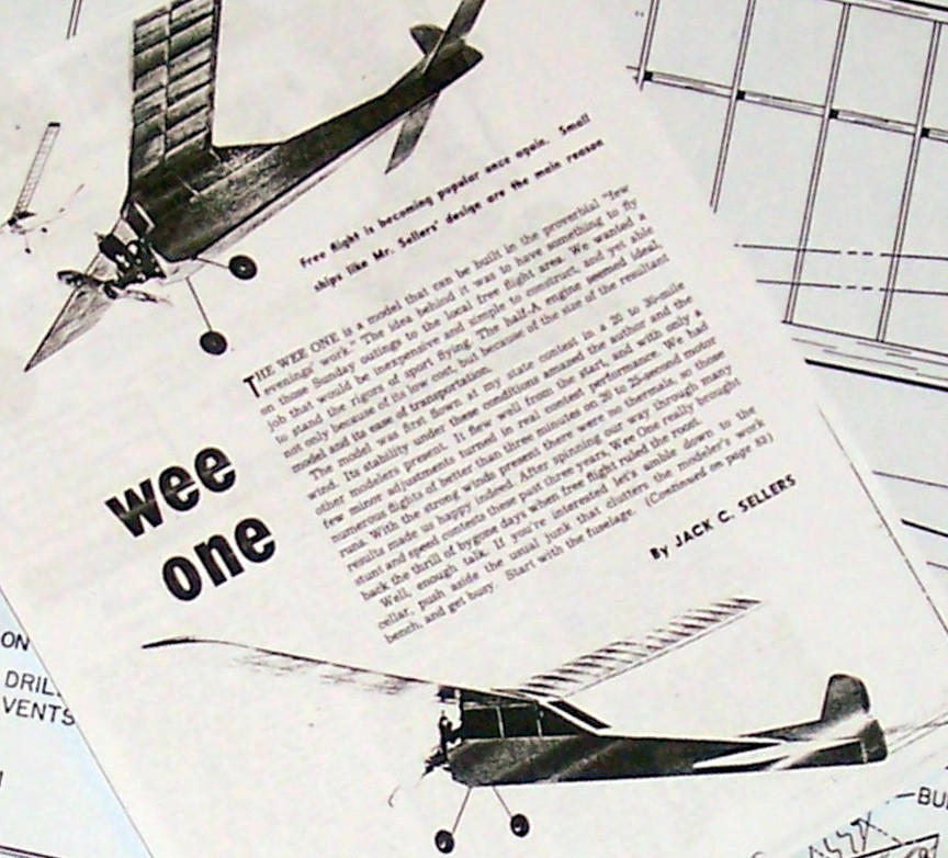 Air Trails WEE ONE PLAN + CONSTRUCTION ARTICLE for 32" 1/2A FF Model Airplane