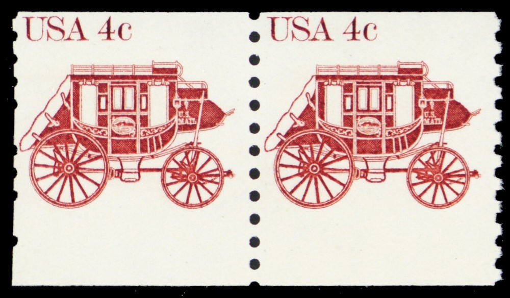 1898, MNH 4¢ Miscut Freak Error Coil Pair - Stuart Katz