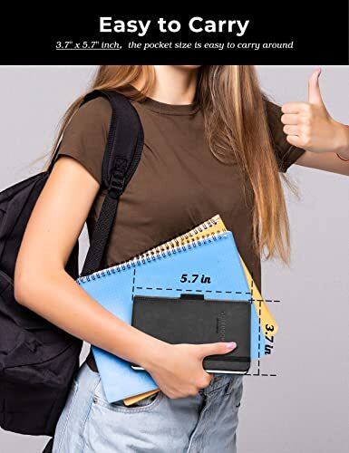 Pocket Notebook 3.5"x5.5" Hardcover Notebooks with Thick Lined Paper Leather 2Pc