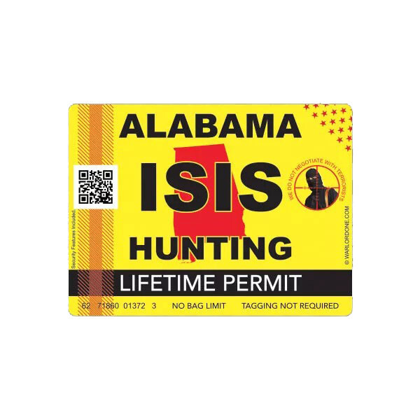 ISIS Terrorist Alabama State Hunting Permit Sticker