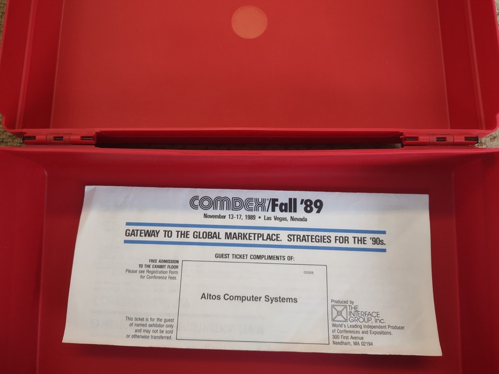 ALTOS Computer Systems 1989 Roadshow COMDEX 1989 Giveaway Plastic Case w/ Ticket