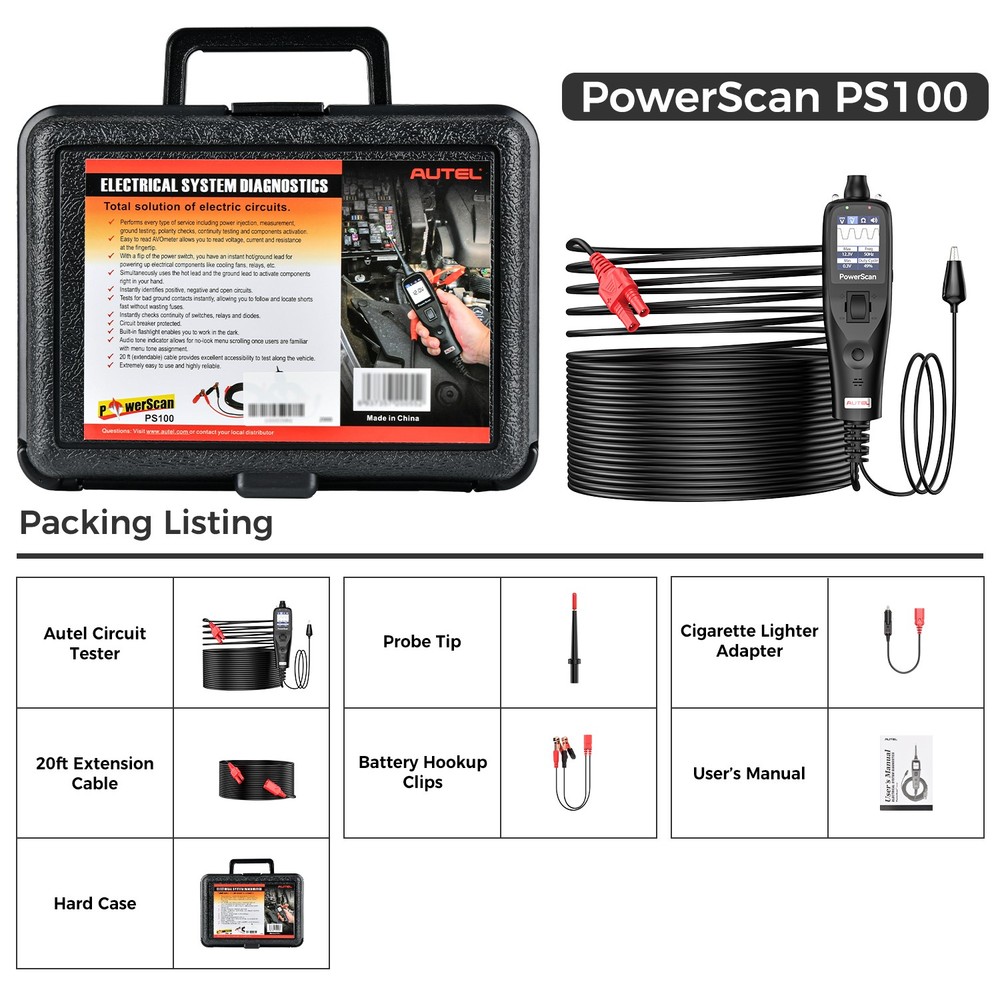 2025 Autel PowerScan PS100 Electrical System Diagnosis Tool PowerScan Read AVOme