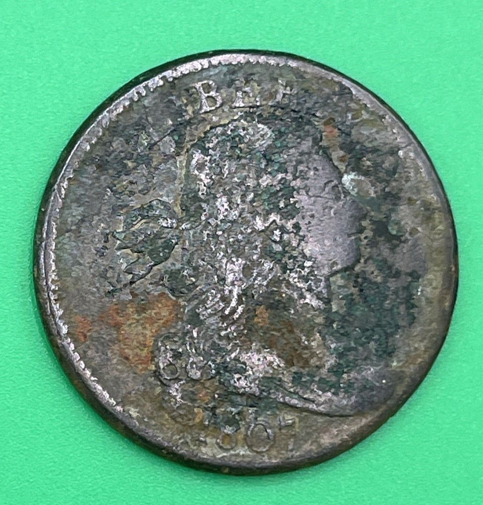 1807 1c Comet Draped Bust Large Cent Fine Clear Date Low Mintage