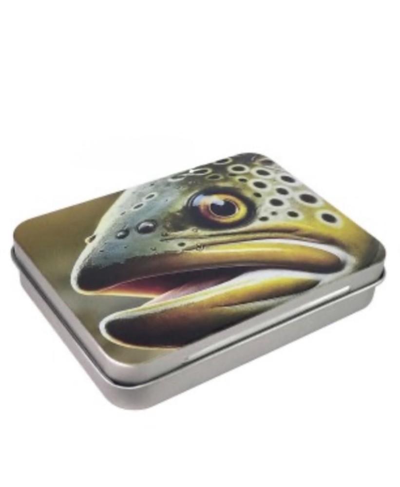 Brown Trout Tin Fly Box with Silicone Insert