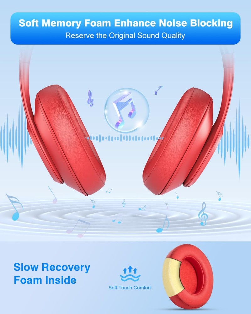 FEYCH Beats Studio Replacement Earpads 2 Pieces Noise Studio, Red