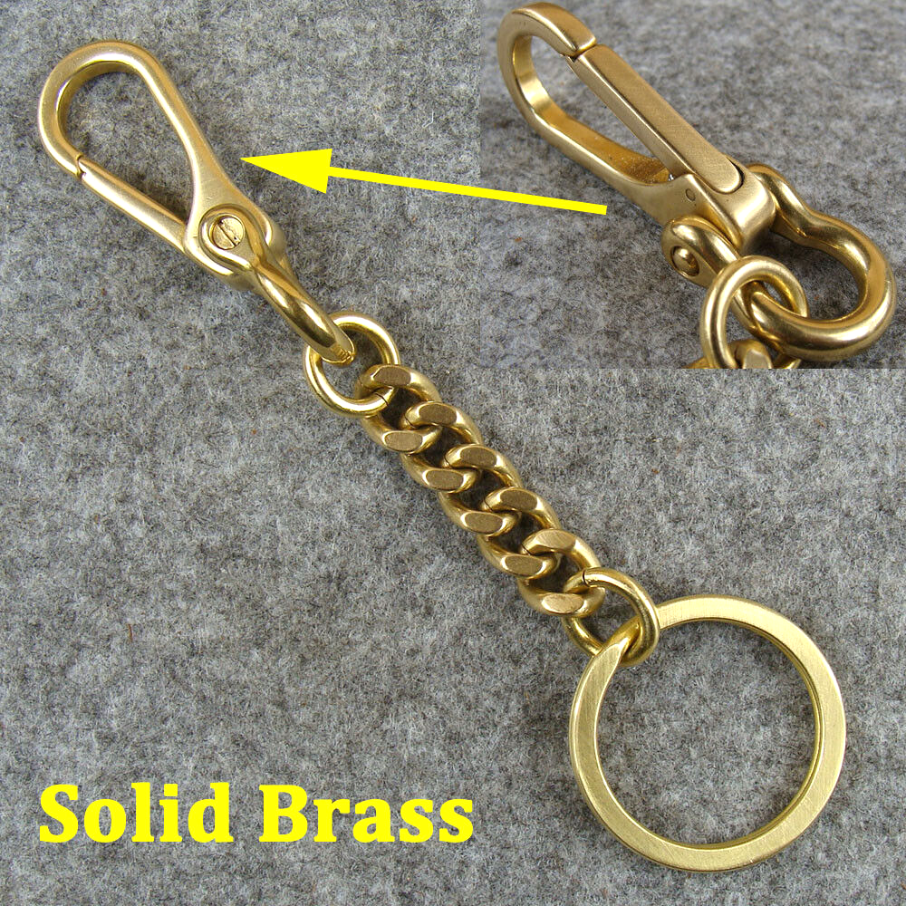 Solid Brass Key Chain Holder Keyrings Bag Wallet Chain Keychains With Snap Hook
