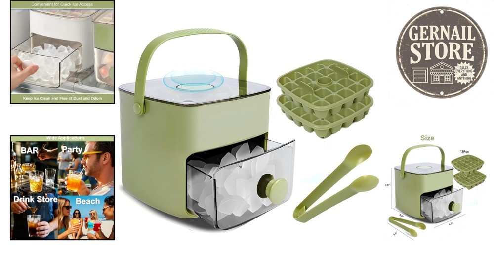 High-Capacity Ice Maker with One-Touch Release - Includes Storage Bin & Tongs
