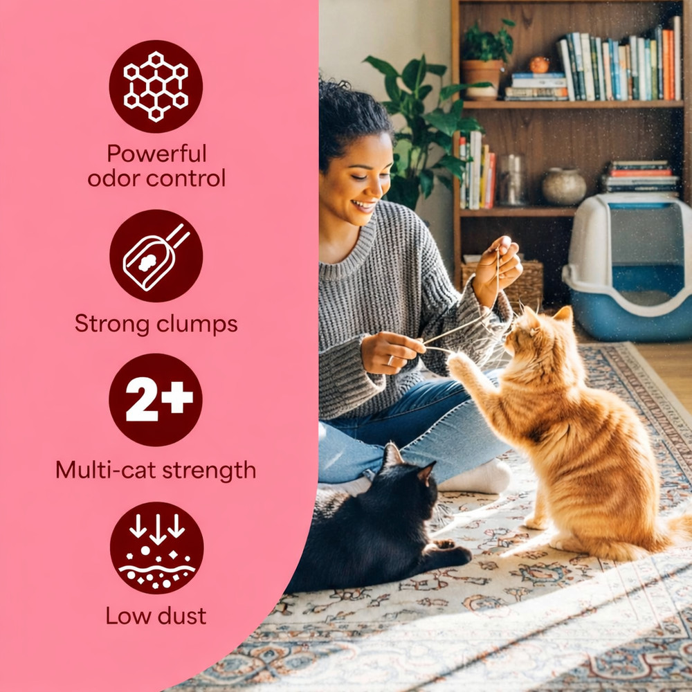 Clumping Cat Litter for Multi-Cat Household, Long Lasting Odor Control