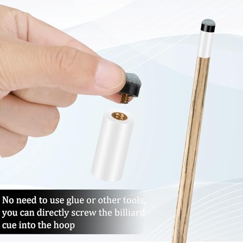 10 Sets Billiard Cues Tips Replacement, Screw On Pool Cue Tips with White