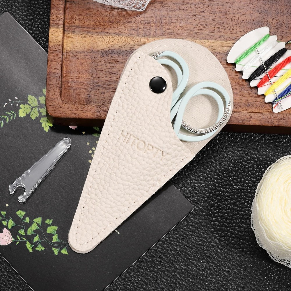 Small Sharp Scissors Pointed Tip Sewing Scissor with Case for Craft Embroider...