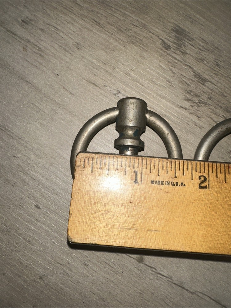 2 Round Drawer Pulls Nickel Brass Drop Handles Nice Patina!
