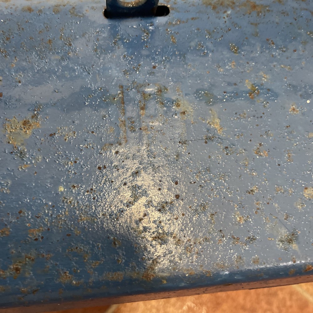 Vintage Tool Box Blue Metal 3 Level