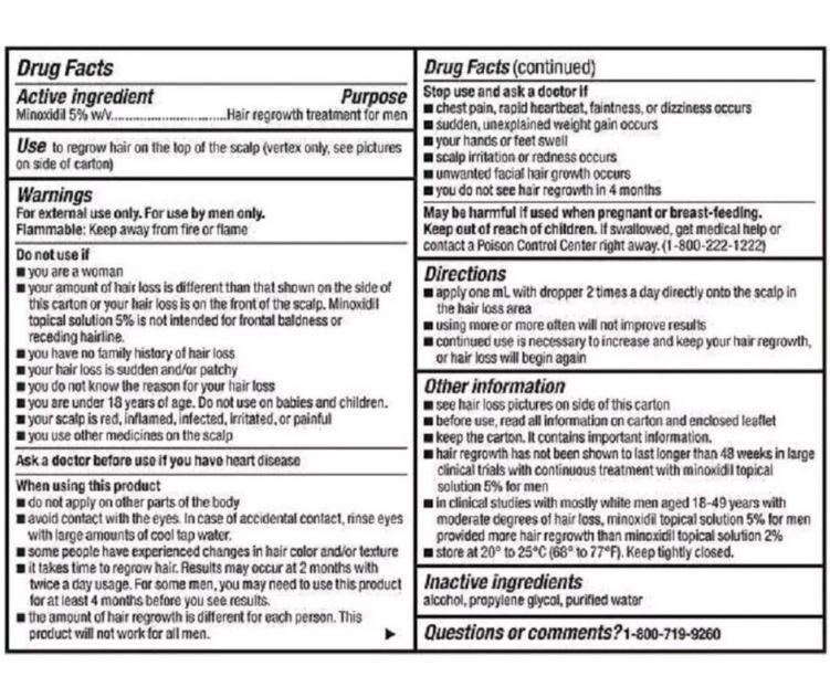 Kirkland Minoxidil 5% for Men & Women UniversalSolution for Pattern Baldness & T