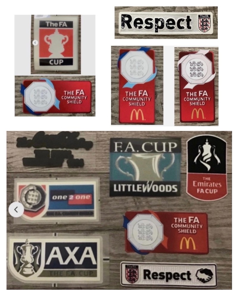 THE FA CUP Emirates,AXA,RESPECT Community Shield,ONE2ONE Final Badge Patch Set